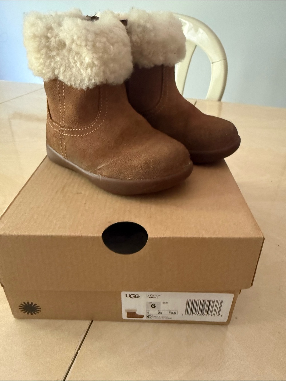 UGG Chestnut Suede Shearling Cuff Kids Boots